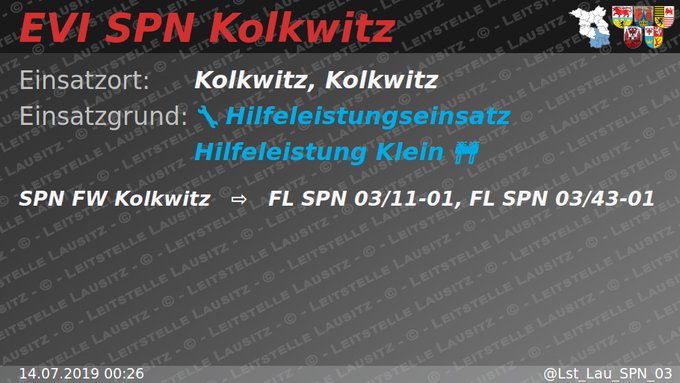 Einsatzvorinformation der Leitstelle Lausitz bei Twitter